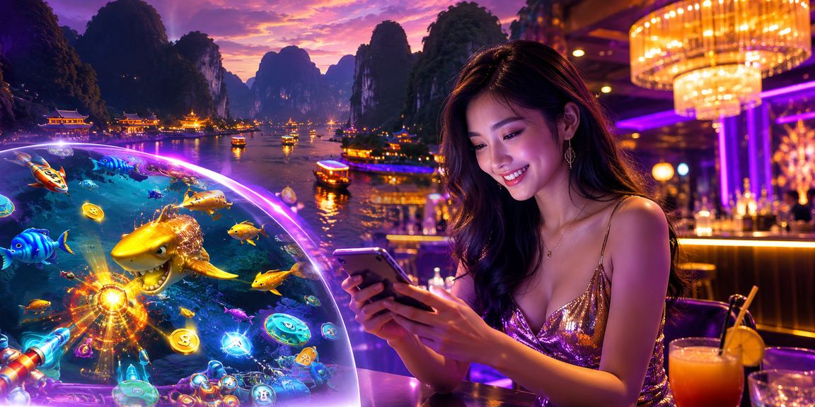 Người chơi tham gia game bắn cá điện tử với hiệu ứng đèn neon sôi động tại Ninh Bình